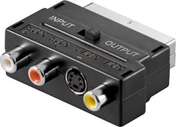 Goobay AVK 196, SCART (21-pin), 3 x RCA + S-Video, Hankjønn, Hunkjønn, Sort
