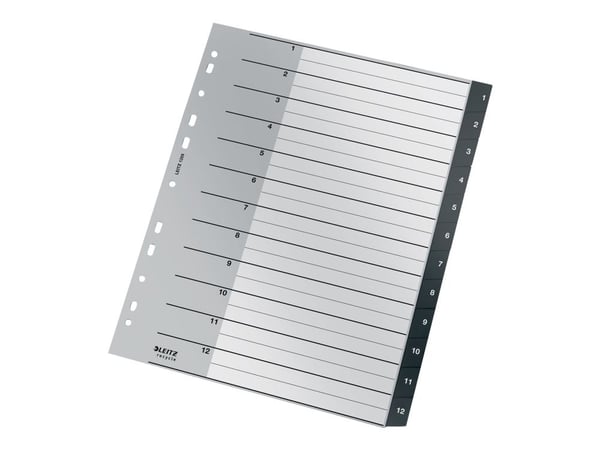 Leitz Recycle - Avdelare - 12 delar - förtryckt: 1-12 - extra wide - tabbad - svart