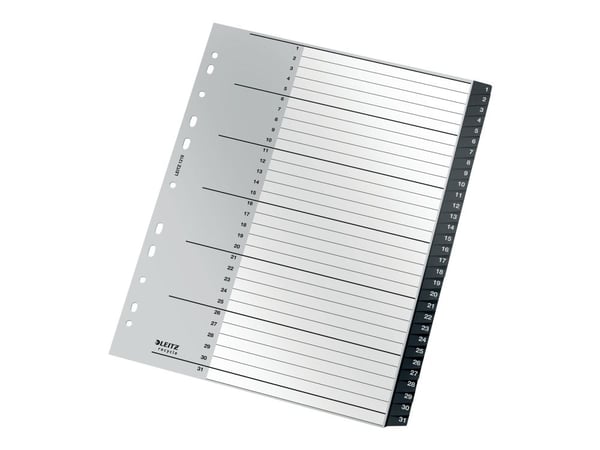 Leitz Recycle - Avdelare - 31 delar - förtryckt: 1-31 - extra wide - tabbad - svart