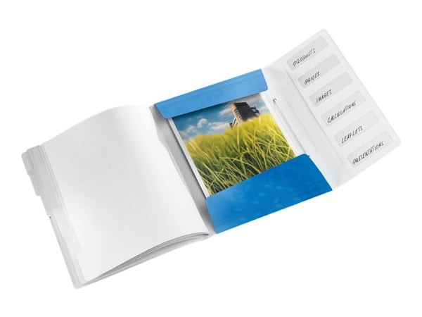 Leitz WOW - Klassifikasjonsmappe - 6 rom - 6 deler - for A4 (210 x 297 mm) - kapasitet: 200 ark - med fliker - metallic blå Leitz WOW - Klassifikasjonsmappe - 6 rom - 6 deler - for A4 (210 x 297 mm) - kapasitet: 200 ark - med fliker - metallic blå