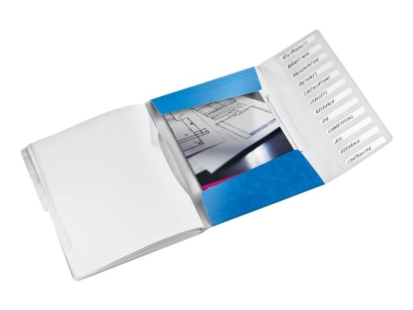 Leitz WOW - Klassifikasjonsmappe - 12 rom - 12 deler - for A4 (210 x 297 mm) - kapasitet: 200 ark - med fliker - metallic blå