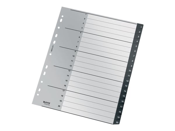 Leitz Recycle - Avdelare - 20 delar - förtryckt: 1-20 - extra wide - tabbad - svart