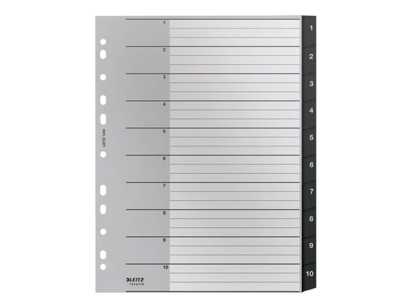 Leitz Recycle - Inndeler - 10 deler - fortrykt: 1-10 - extra wide - med fliker - svart