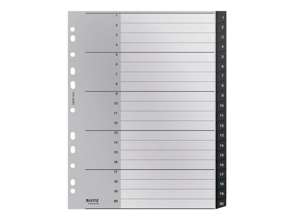 Leitz Recycle - Avdelare - 20 delar - förtryckt: 1-20 - extra wide - tabbad - svart