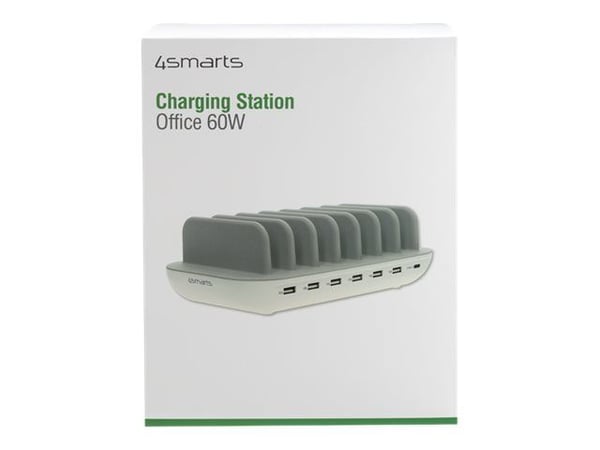 4smarts 2charge Office ladestasjon 60W 6x USB-A 1x USB-C, hvit
