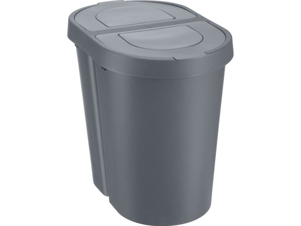 Plast team avfallssorterer SEATTLE DUO, 2 x 25 liter, sølv, materiale: PP, 2 avfallsbeholdere, lokk består av 2 deler - 1 stk (13540802)