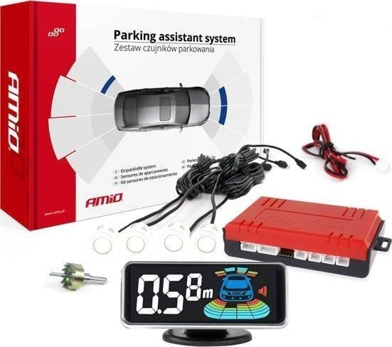 Revers parkeringssensorer hvit LED 3d amio-03188