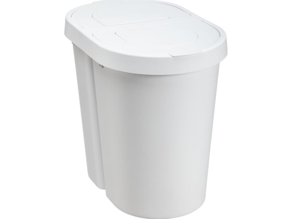 plast team avfallssortering SEATTLE DUO, 2 x 25 liter, hvit PP, 2 avfallsbeholdere, lokk i 2 deler (13540800)