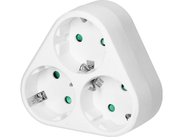 Orno fördelningsdosa triangulär 3x2P+J (Schuko), vit