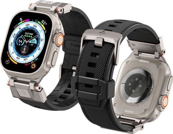 Spigen DuraPro Armor, Rem, Smartklokke, Svart, Apple, Apple Watch Ultra (49/46/45/44/42 mm), Nylon, Termoplastisk polyuretan (TPU)