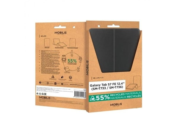 Mobilis RE.LIFE - Lommebok for nettbrett - eco-designed, with flap - svart - for Samsung Galaxy Tab S7 FE
