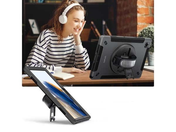 4smarts GRIP - Baksidedeksel for nettbrett - robust - polykarbonat, termoplast-polyuretan (TPU), gummi - svart - for Samsung Galaxy Tab A9