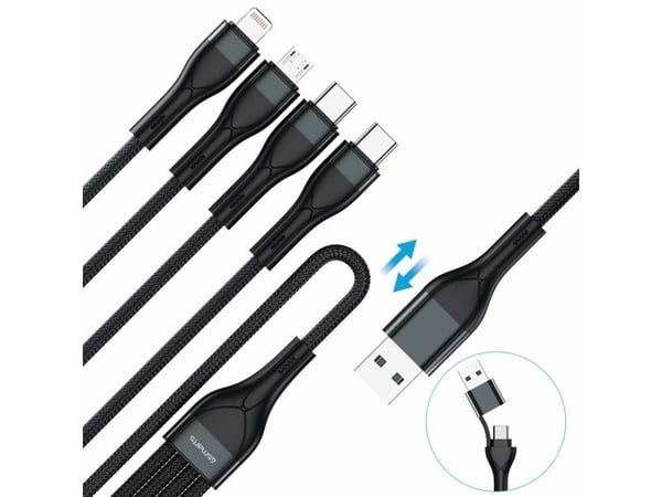 4smarts 541023, 1,2 m, USB A/USB C, USB C/Micro USB-A/Lightning, musta