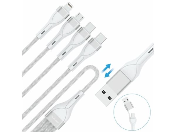 4smarts 541024, 1,2 m, USB A/USB C, USB C/Micro USB-A/Lightning, Hvit