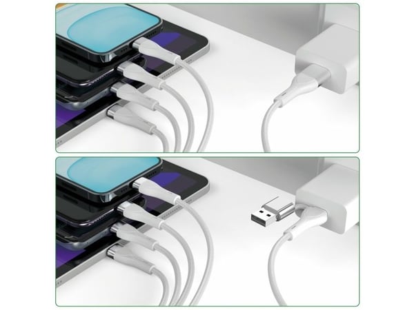 4smarts 541024, 1,2 m, USB A/USB C, USB C/Micro USB-A/Lightning, Hvit