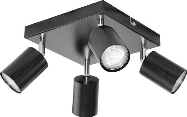 Orno DOA SP4 vegg-/taklampe, GU10, maks. 4x50W, IP20, svart, kvadratisk