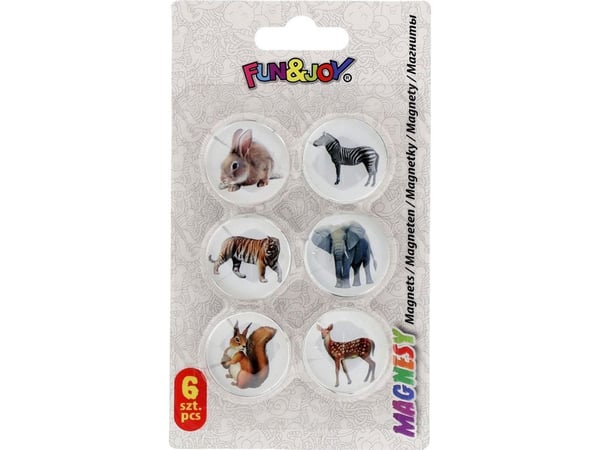 Titanum Pyöreät magneetit kuvioilla - kupera - halkaisija 30 mm - 6 kpl Fun&amp;Joy Animals - 443875