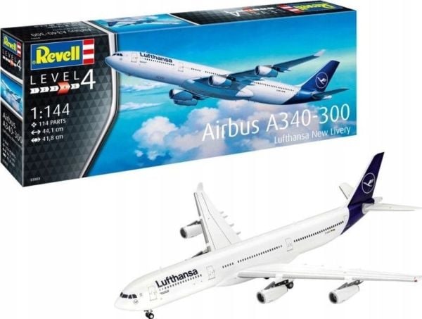 Revell 03803 A340-300 Lufthansa New Livery flygplansbyggsats 1:144 (03803)