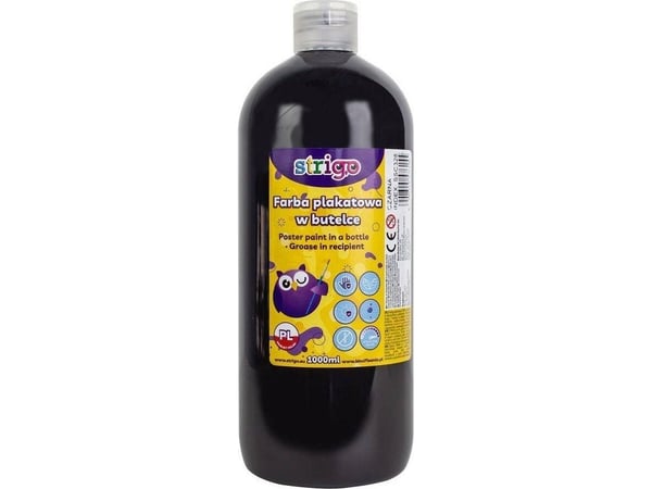 Plakatmaling i flaske 1000 ml svart STRIGO