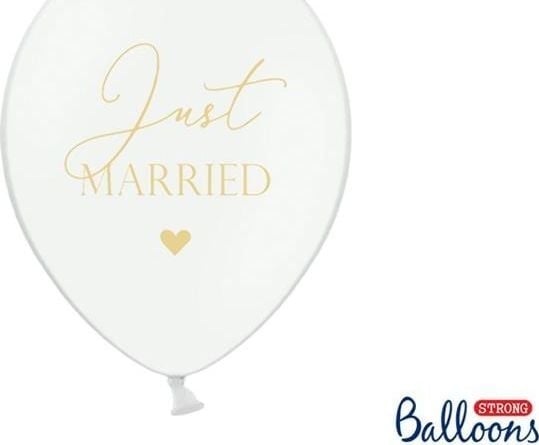 PartyDeco SB14P-237-008-6, Toy balloon, Latex, Guld, Vit, Bröllop, Oval, 30 cm