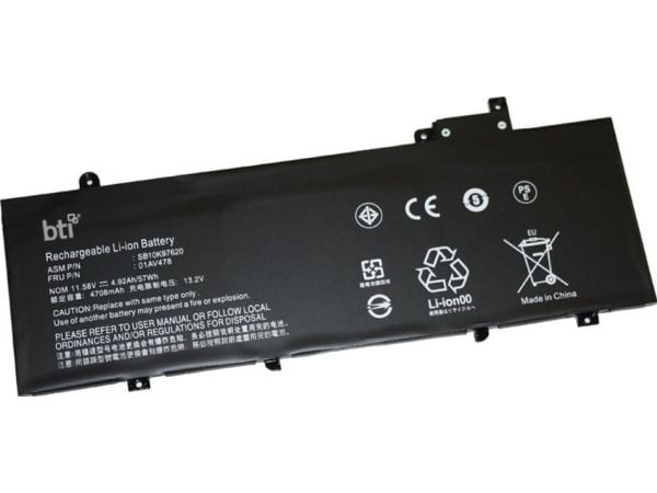 BTI - Batteri til bærbar PC (tilsvarer: Lenovo 01AV479) - litiumion - 3-cellers - 4947 mAh - 57 Wh - for Lenovo ThinkPad T480s 20L7, 20L8