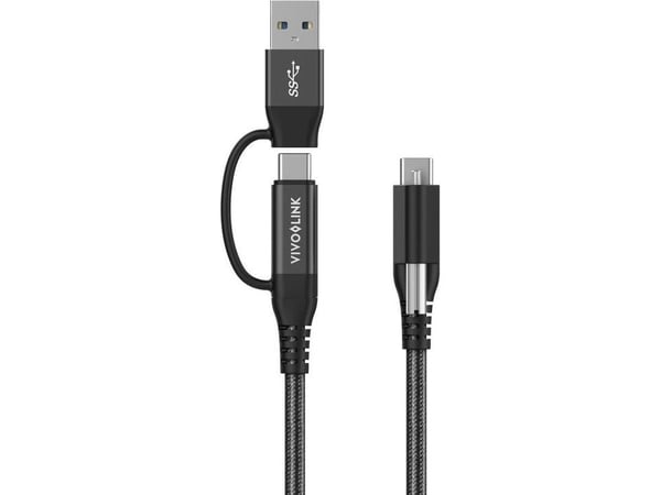 VivoLink - USB-kabelsett - 24 pin USB-C (hann) skrubar til 24 pin USB-C (hann) - USB 3.2 Gen 2 - 5 - 20 V - 5 A - 1.5 m - svart