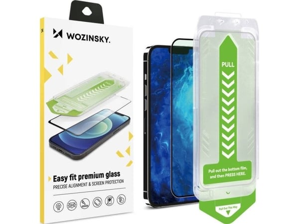 Wozinsky herdet glass 9H med monteringsramme Wozinsky Premium Glass til iPhone 15 - svart