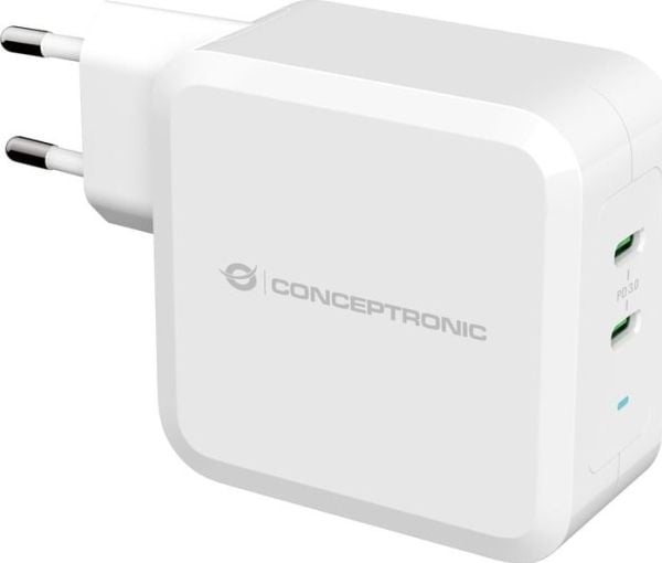 Conceptronic ALTHEA - Strømadapter - 100 watt - PD 3.0 - 2 utgangskontakter (2 x USB-C) - hvit