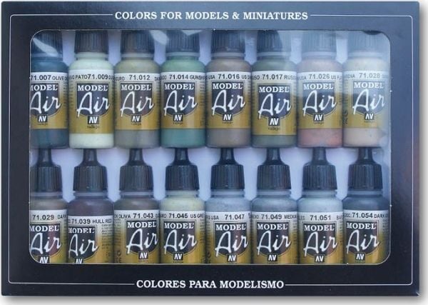 Vallejo 71.180, 17 ml, Blå, Brun, Grønn, Grå, Oliven, Rød, Gult, Matte, Flaske