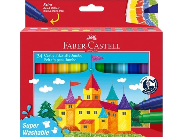 Faber-Castell 154324, 24 farger, Assorterte farger, Assorterte farger, 24 stykker, Pappeske