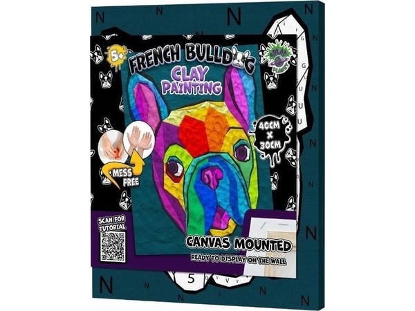 Planet Splat bilde i modellervoks fransk bulldogg 30x40 cm