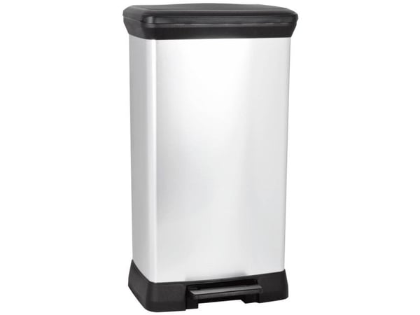 Curver Deco bin metallics 240643 soptunna 50 l (B x H x D) 390 x 720 x 290 mm - silver/svart (1 st.)