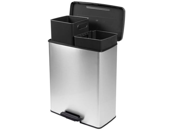 Curver Deco avfallsbøtte slim 254619 52 l (B x H x D) 486 x 615 x 284 mm - sølv/svart, 1 stk