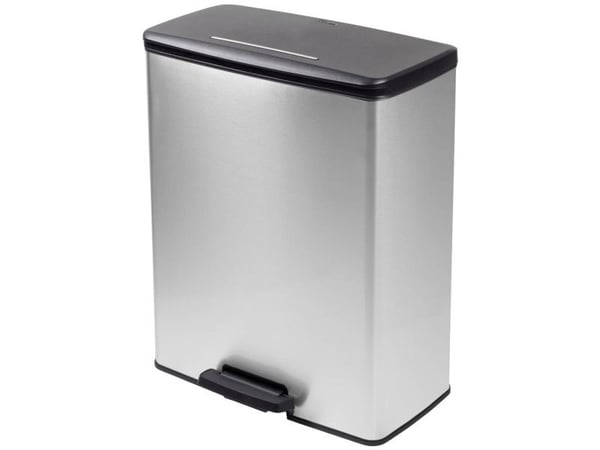 Curver Deco bin slim 254610 Roskakori 65 l (L x K x S) 480 x 615 x 280 mm hopea, musta 1 kpl Curver Deco bin slim 254610 Roskakori 65 l (L x K x S) 480 x 615 x 280 mm hopea, musta 1 kpl