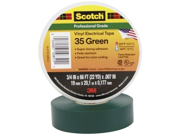 3M 35-GREEN-3/4, Blisteri, UL, CSA, RoHS 2011/65/EU, 20,1 m, 0,1778 mm