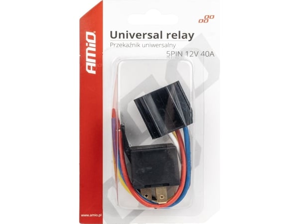 AMiO bilrelé koblingssats kontakt 5-pins 12V 40A AMiO-03510