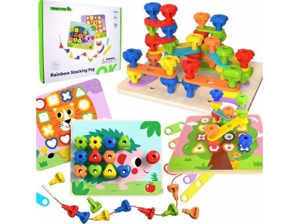 Tooky Toys TOOKY TOY Monikäyttöinen valkotaulu Värilliset ruuvit Oppimismuodot -sarja