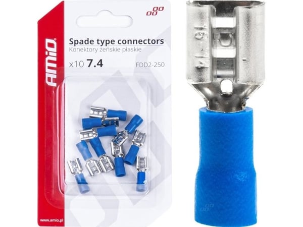 AMiO Eristetyt litteät naarasliittimet 7,4mm 1,5-2,5mm2 15a 10 kpl amio-03067