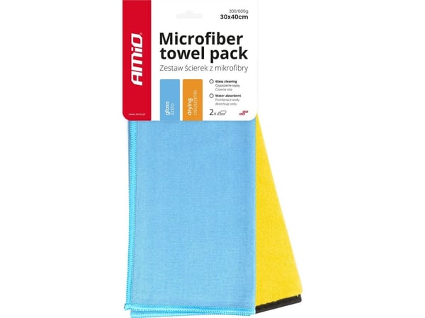 AMiO sett med mikrofiberkluter for tørking og rask tørk 30x40 cm 300/600 g 2 stk amio-03749 AMiO sett med mikrofiberkluter for tørking og rask tørk 30x40 cm 300/600 g 2 stk amio-03749