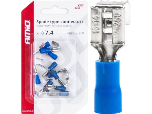 AMiO Naisten litteät split-liittimet 7,4 1,5-2,5mm2 15a 10 kpl amio-03069