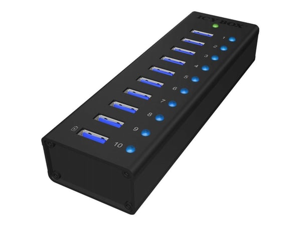 ICY BOX IB-AC6110 - Hubb - 10 x SuperSpeed USB 3.0 - skrivbordsmodell