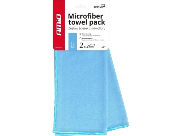 AMiO mikrofiber uten striper for vask/rengjøring av glass speil 30x40 cm 2 stk amio-03730