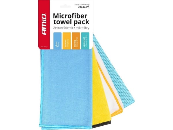 AMiO mikrofiberkluter sett 30x40 cm, 4 stk., 275/300/350/600 g amio-03751