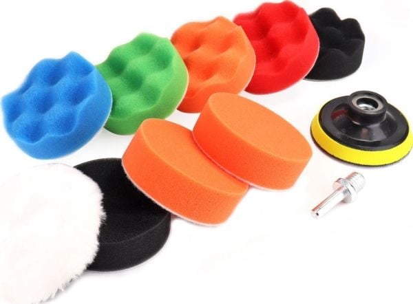 AMiO poleringsett til poleringssvamper 9 deler + skive 80 mm + adapter M14 AMIO-02647