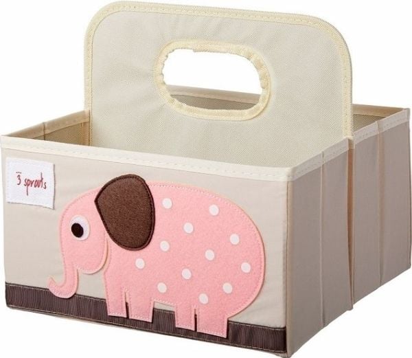3 Sprouts Opbevaringskurv med Hank til Bleer, Elefant