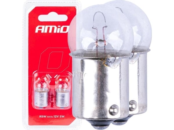 AMiO halogenpære R5W BA15s 12V (2 stk) blister AMIO-03349