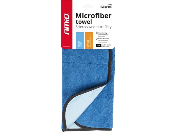 AMiO mikrofiber til vask/rengjøring av vinduer og tørking av bil 2-i-1 60x40 cm amio-03748