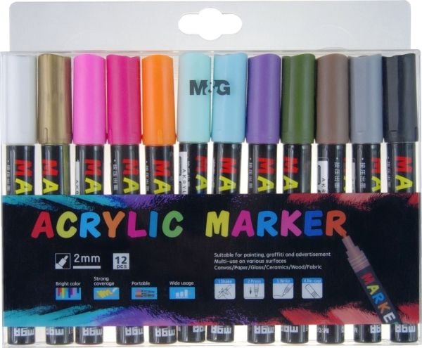 M&amp;G Akryylitussit 1-2mm 12 kpl M&amp;G M&amp;G