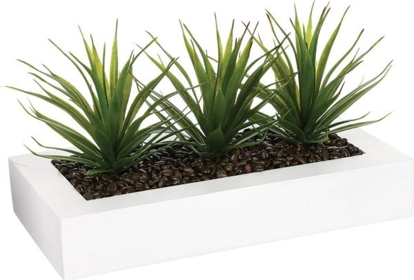 Atmosphera Kunstig plante, 3 x aloe i hvit potte, 31 cm Atmosphera Kunstig plante, 3 x aloe i hvit potte, 31 cm