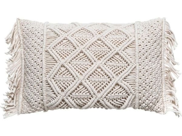 Atmosphera dekorativ pute med frynser MACRAME, 30 x 50 cm, off-white